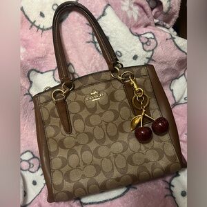 Coach Minetta Signature Shoulder Bag Brown Tan